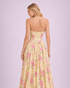 Anais - Longue robe fleurie jaune