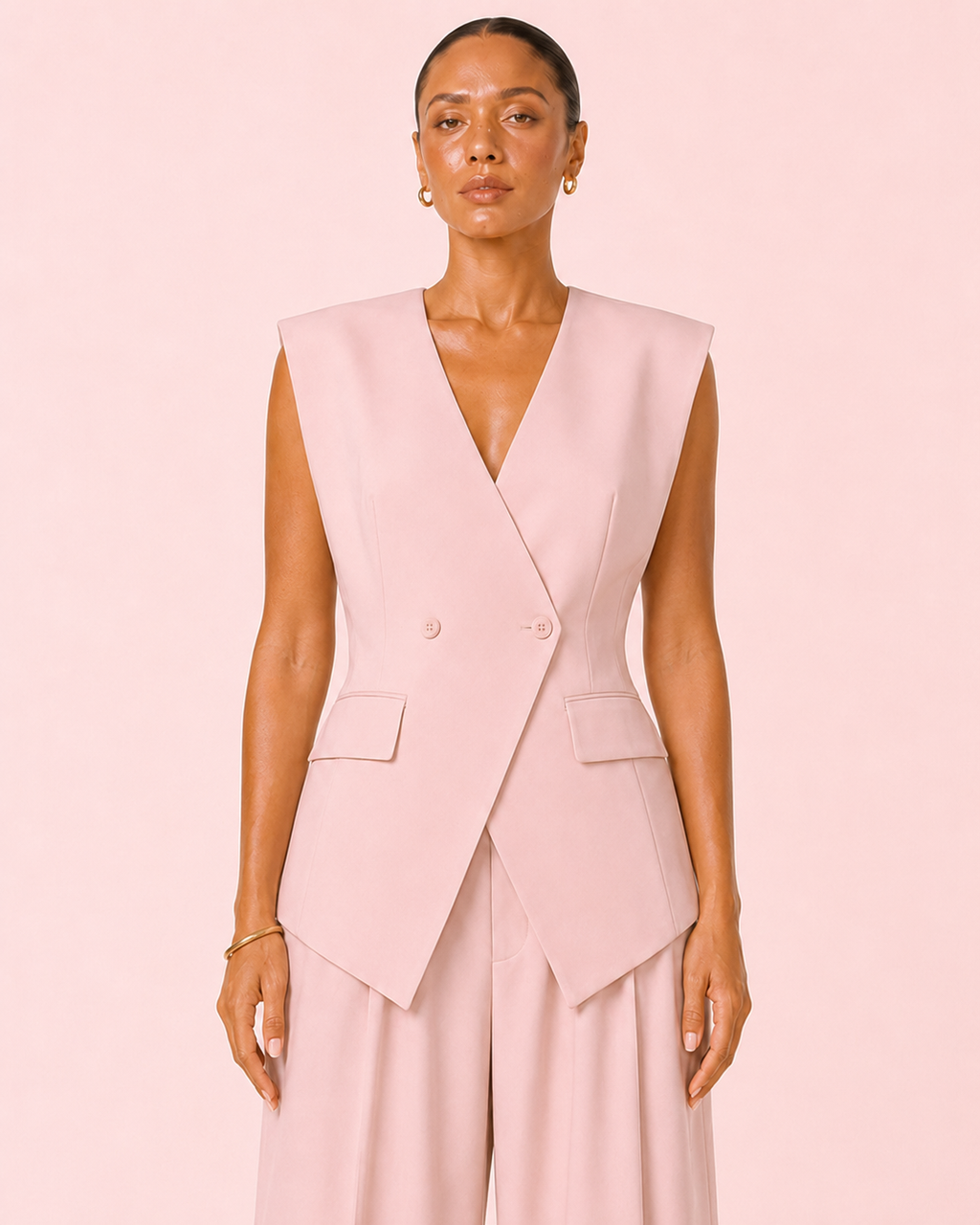 Anna - Veste blazer structurée rose