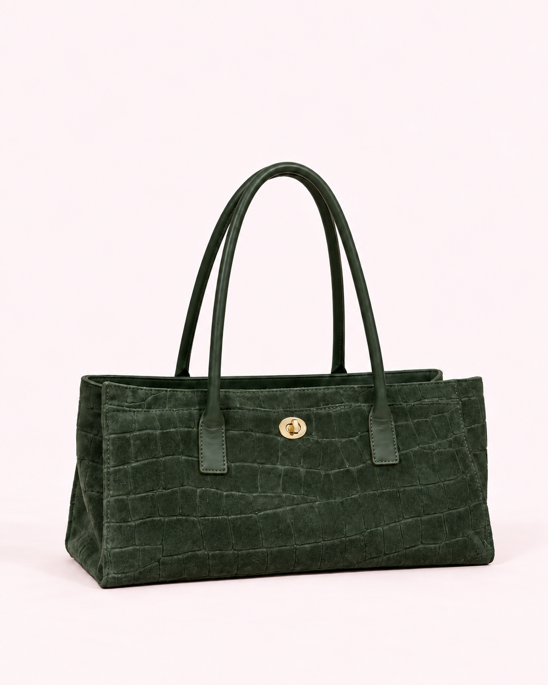 Ava - Sac croco en cuir vert