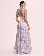 Camille - Longue robe à motifs lilas