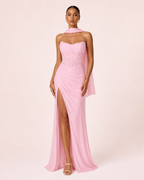 Eden - Longue robe drapée rose