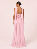 Eden - Longue robe drapée rose