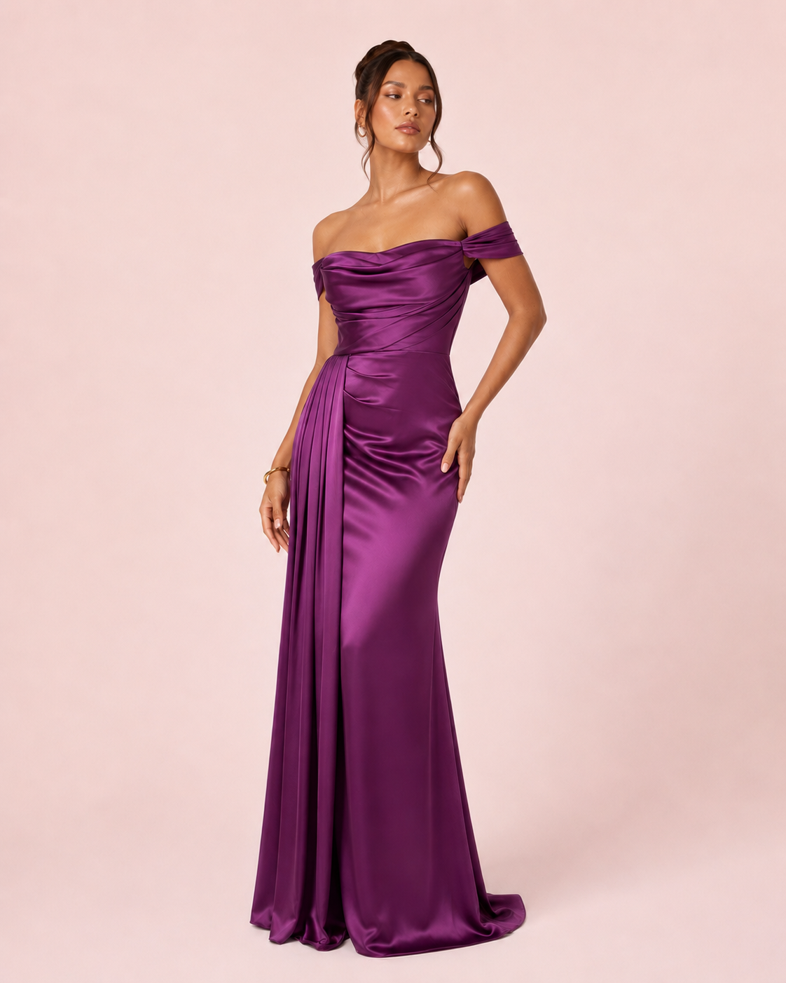 Ella - Robe satinée violette