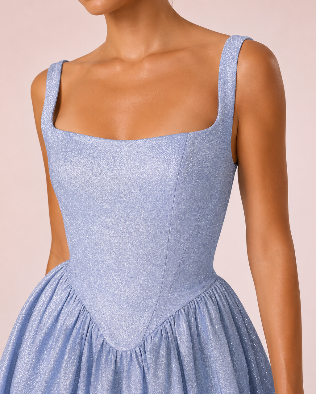 Esmée - Robe courte bleu poussiéreux