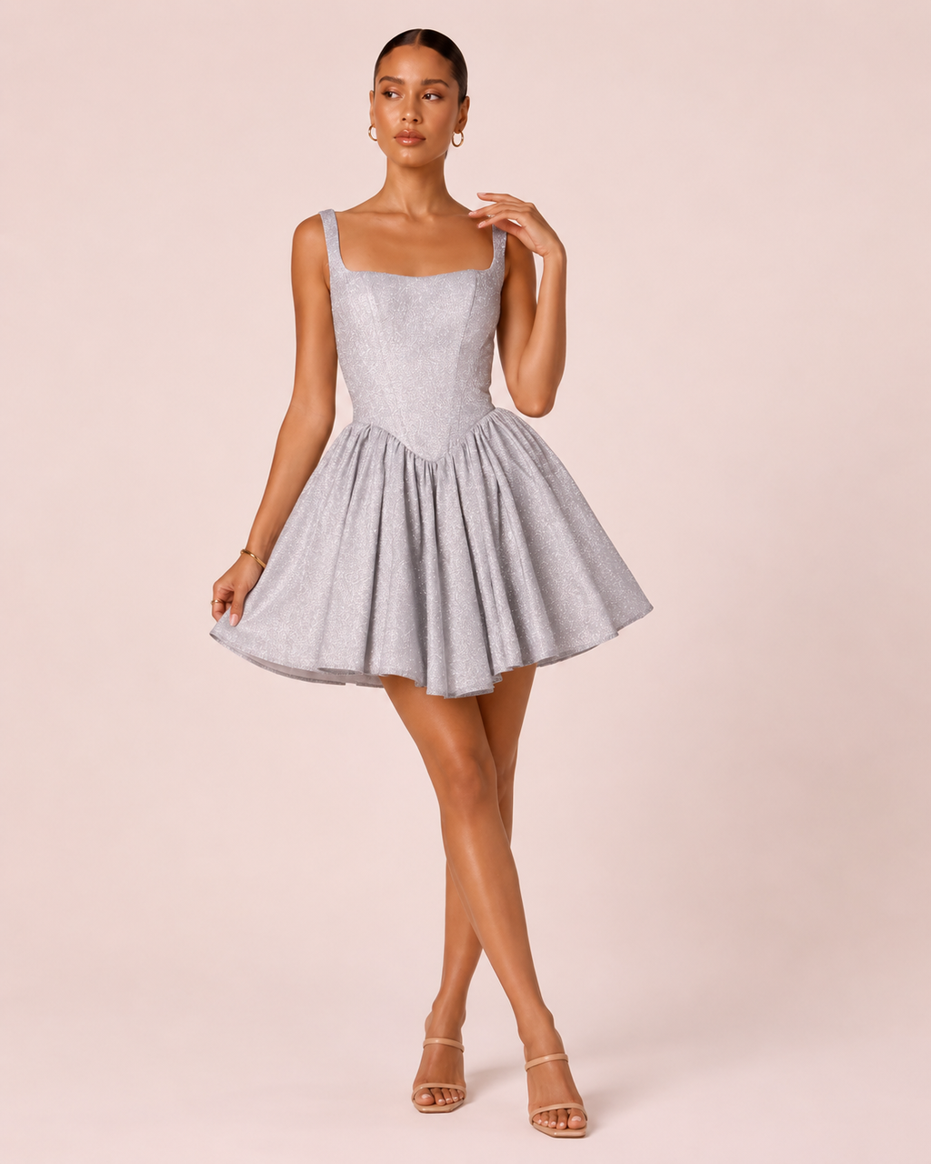 Esmée - Robe courte argentée