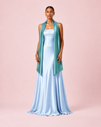 Étole turquoise satinée