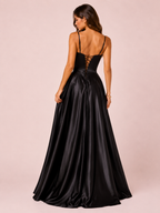 Eva - Robe corset en satin noir