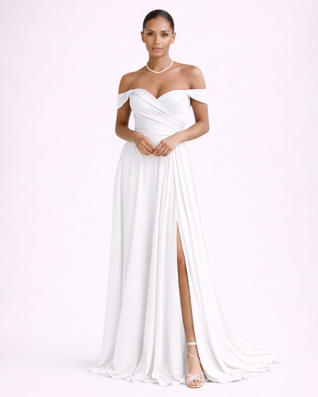 Romy - Robe à épaules dénudées blanche