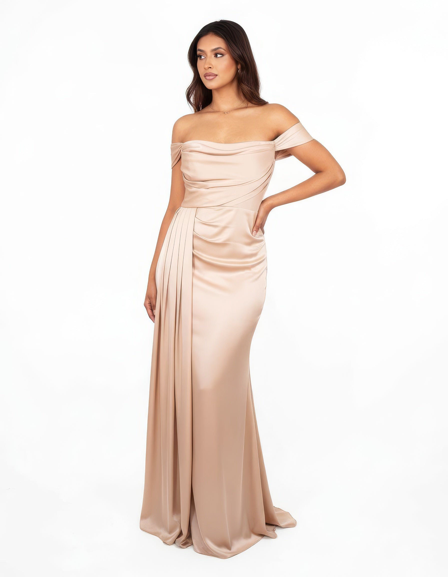 Ella - Robe satinée champagne