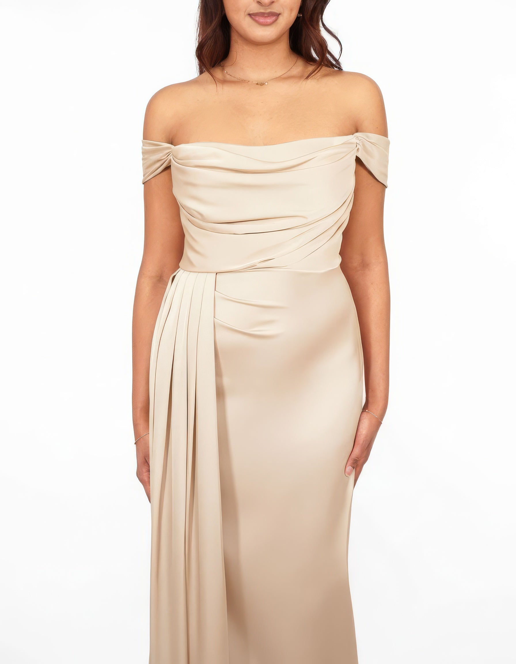 Ella - Robe satinée champagne