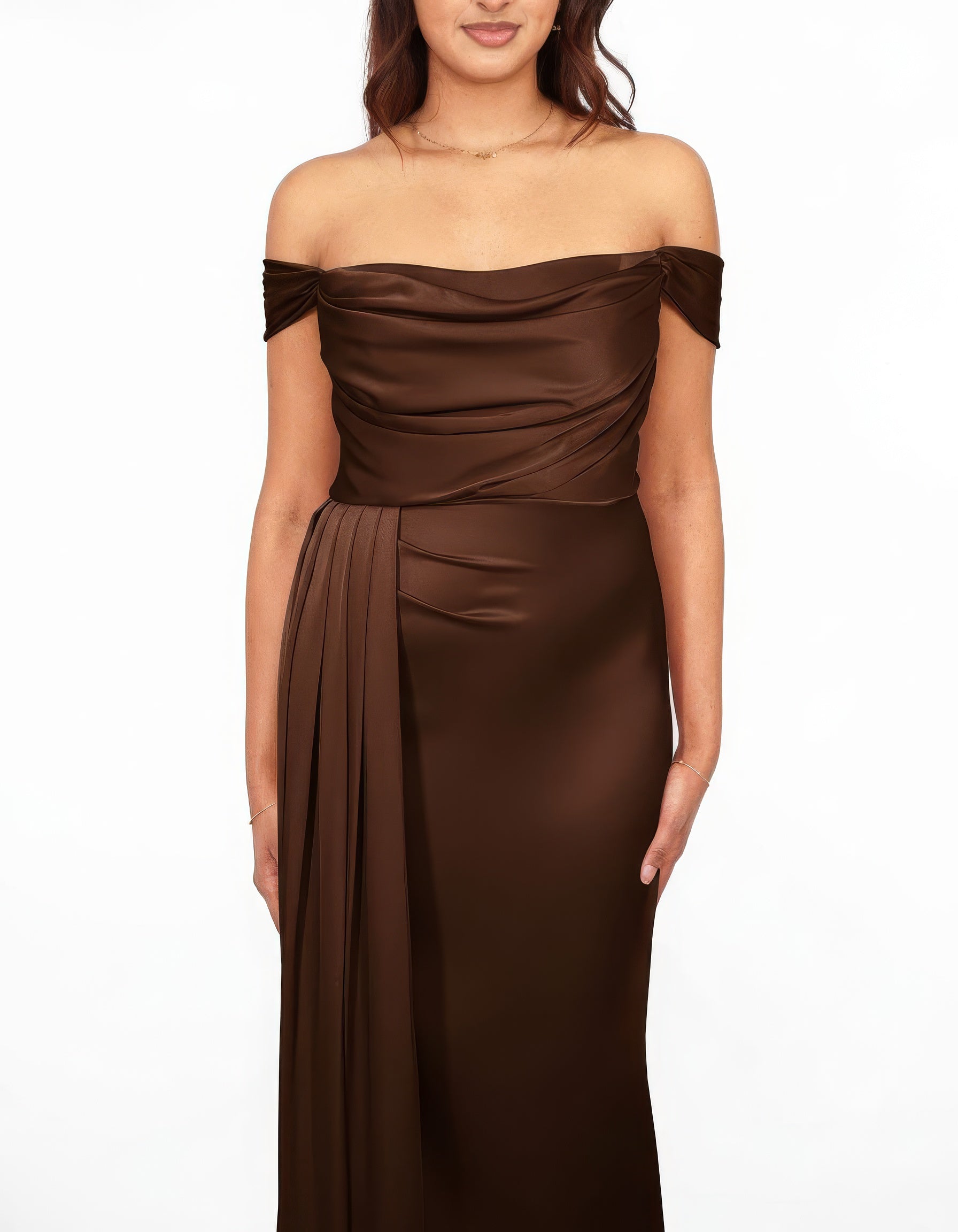 Ella - Robe satinée marron