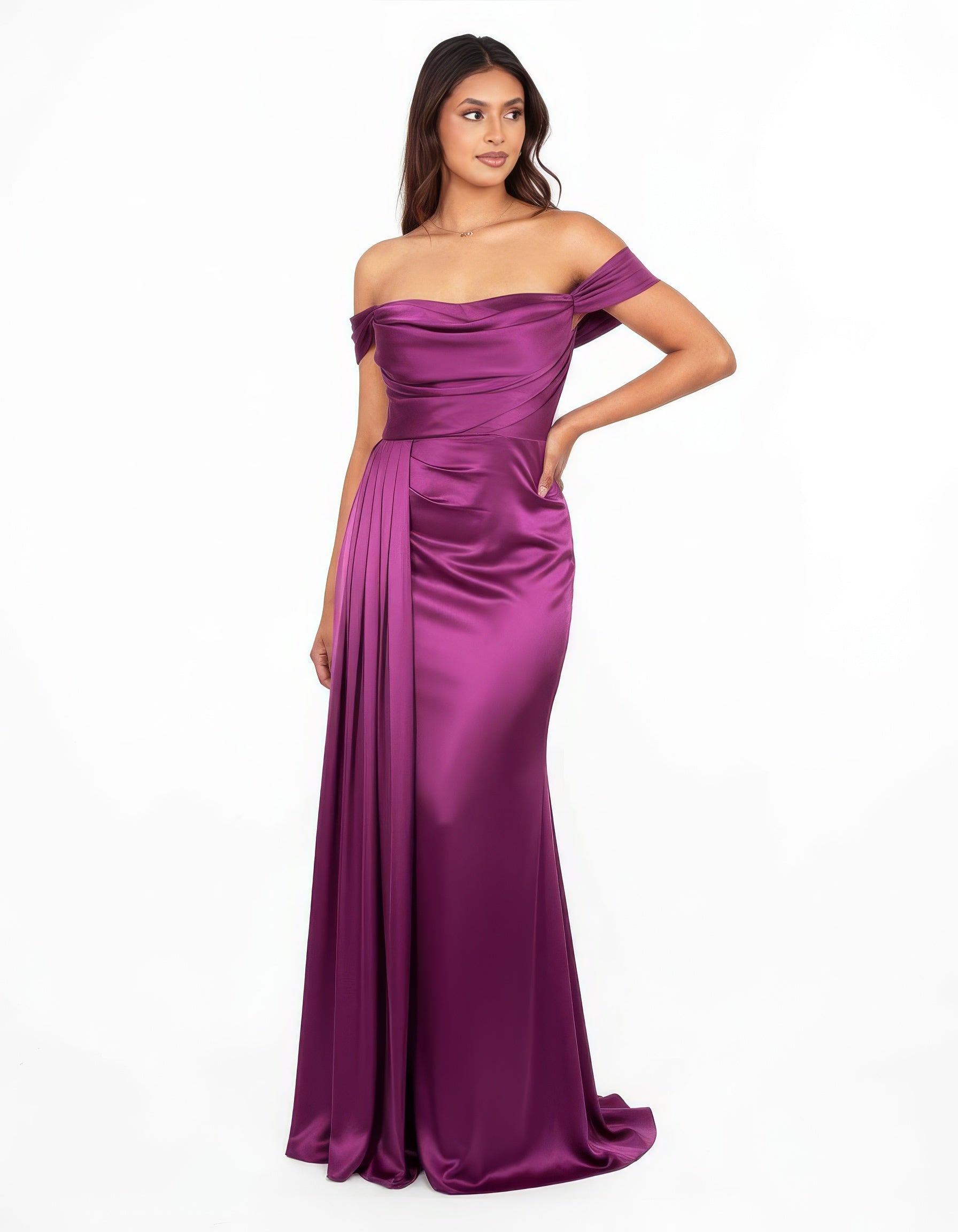 Ella - Robe satinée violette