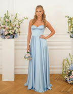Eva - Robe corset en satin bleu ciel