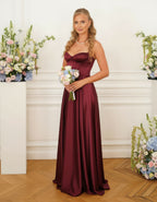 Eva - Robe corset en satin bordeaux
