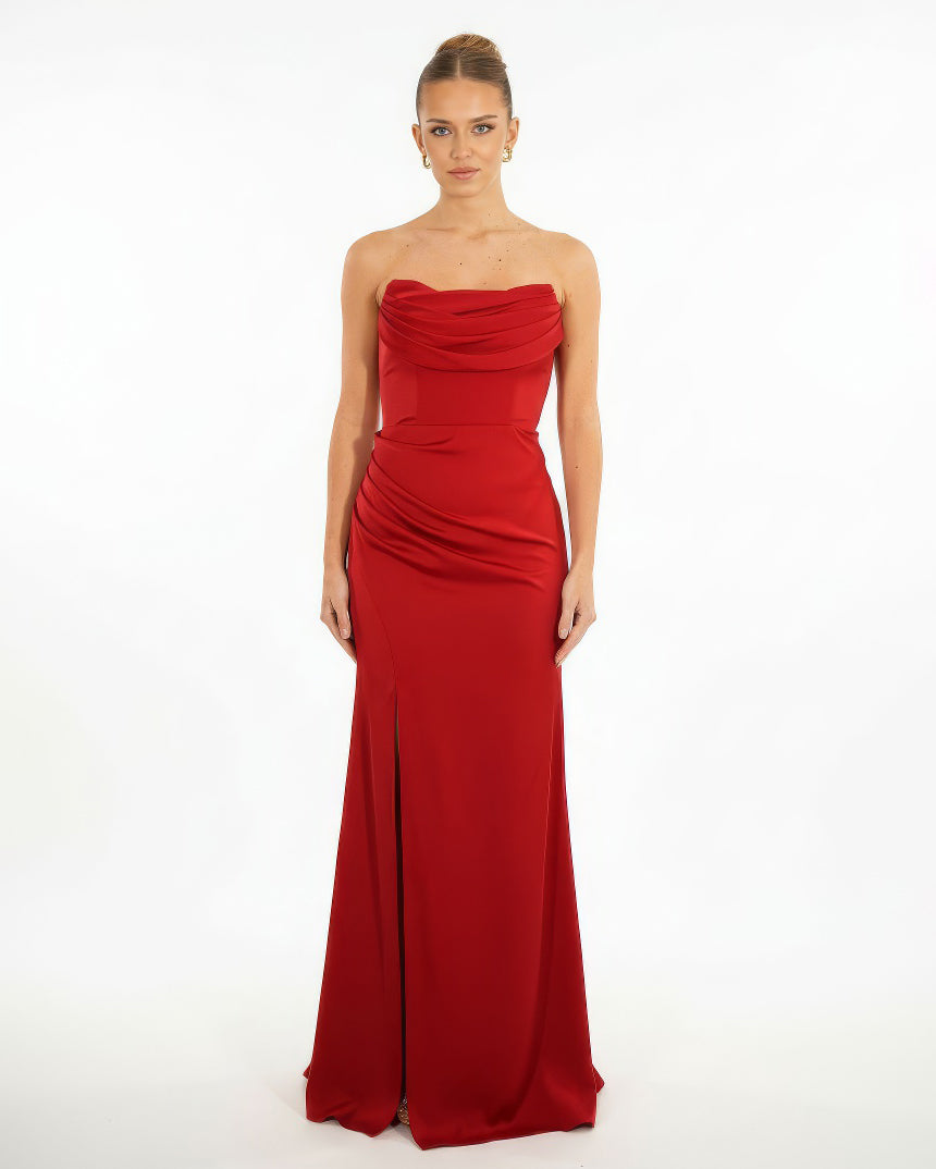 Robe Bustier Bordeaux