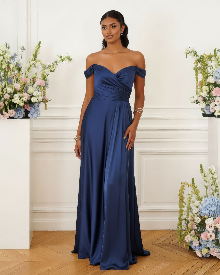 Romy - Robe à épaules dénudées bleu marine