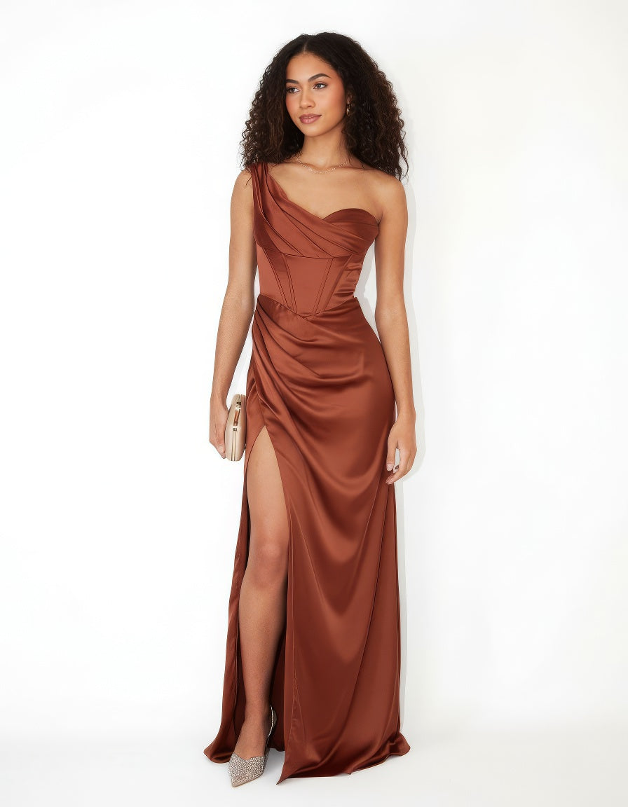 Brown Strapless Dress