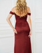 Mia Burgundy Off-the-Shoulder Dress