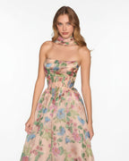 Flora - Longue robe bustier fleurie