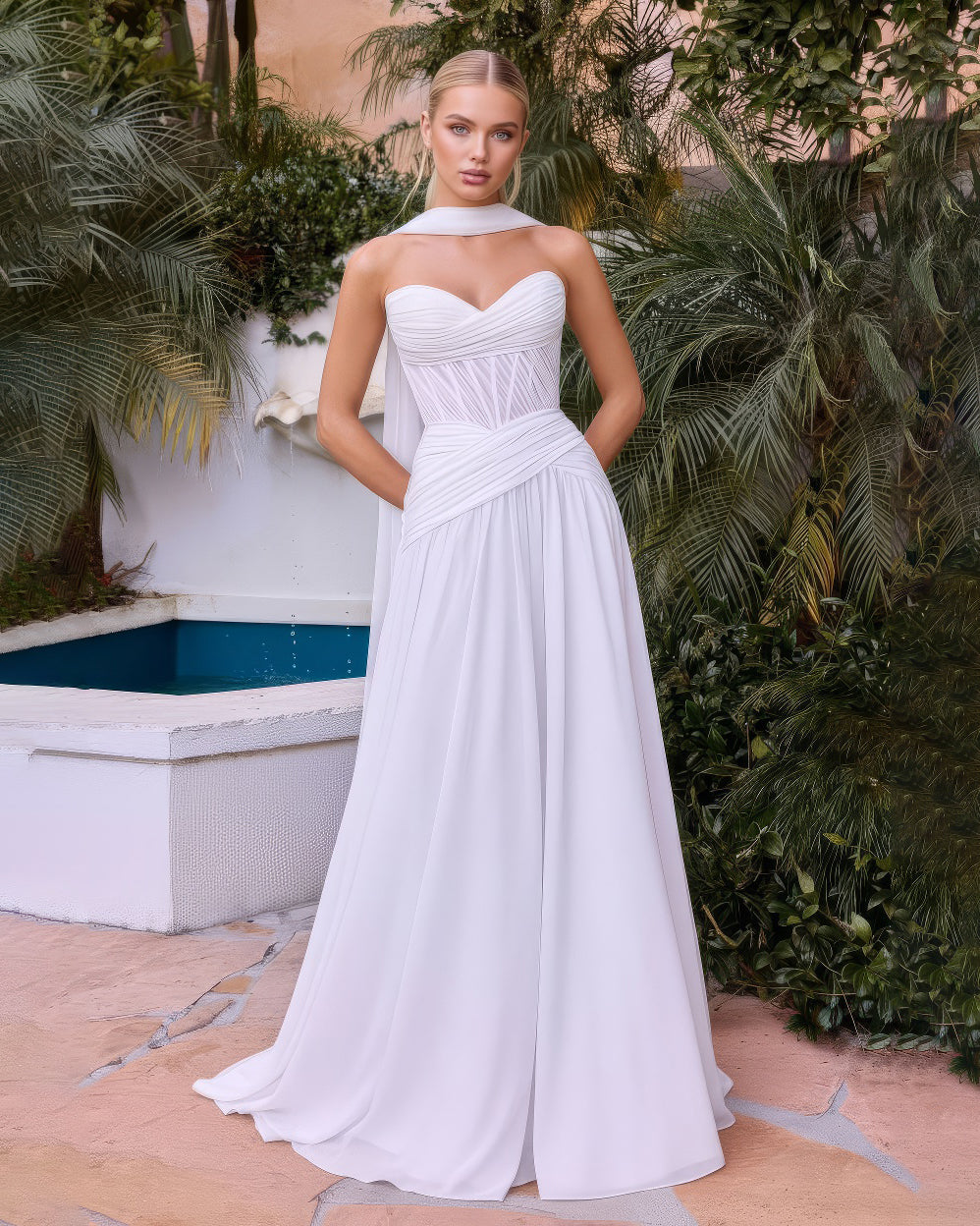 Oriane - Longue robe en mousseline fluide