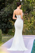 Axelle - Longue robe en mousseline avec corset brodé