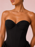 Jenny - Robe courte drapée noire