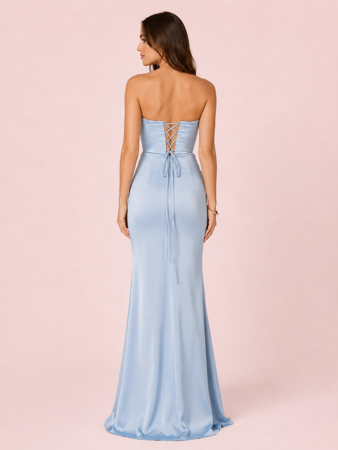 Laure - Robe bustier bleu ciel