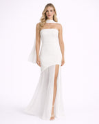 Marine-Longue Robe Blanche Jupe Fluide