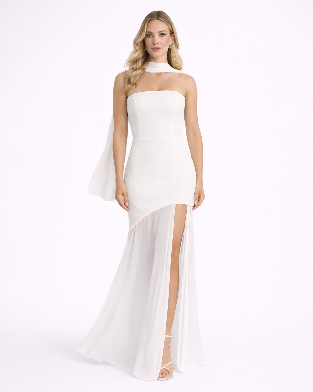 Marine-Longue Robe Blanche Jupe Fluide