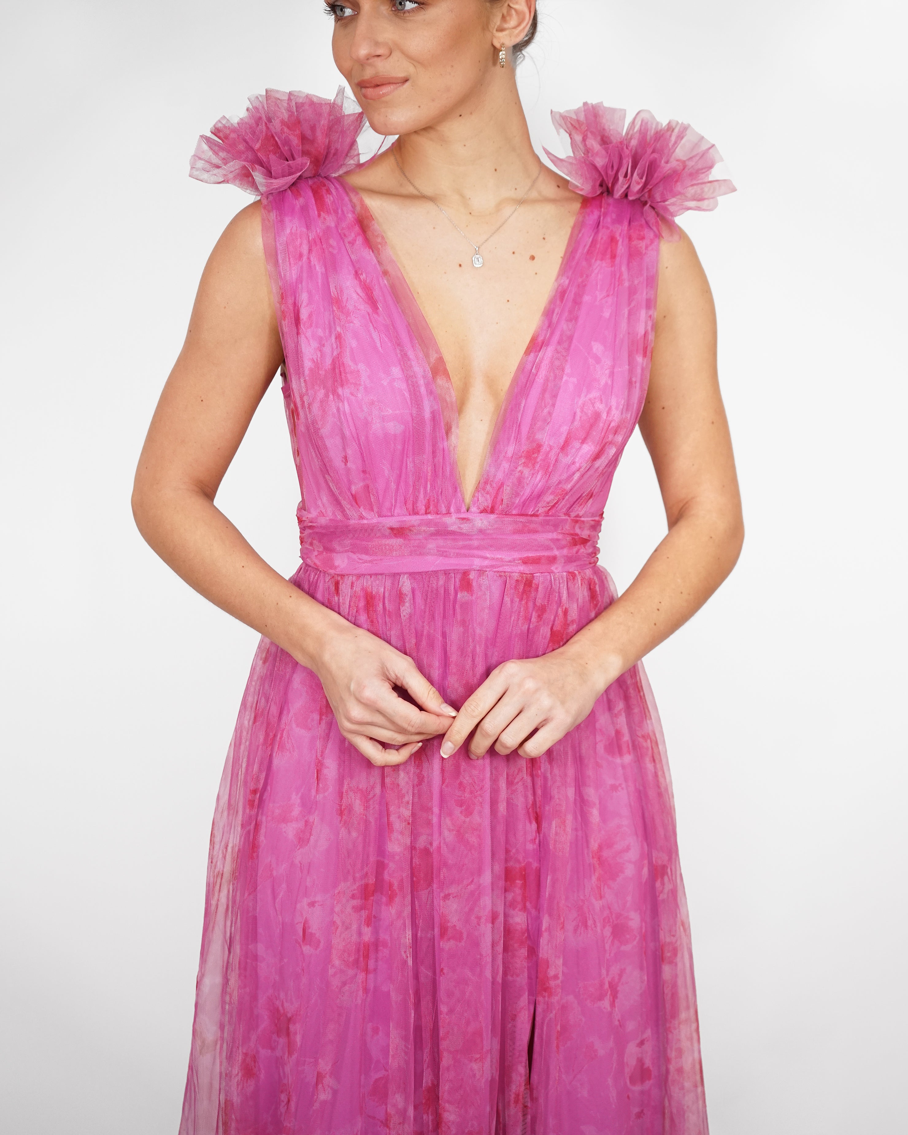 Lucie - Longue robe en tulle fleurie