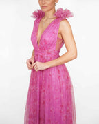 Lucie - Longue robe en tulle fleurie