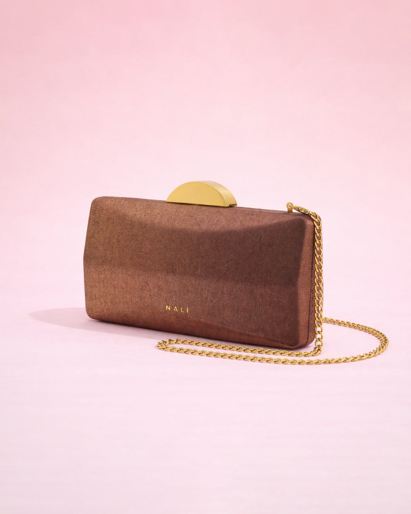 Lena - Clutch en tissu marron