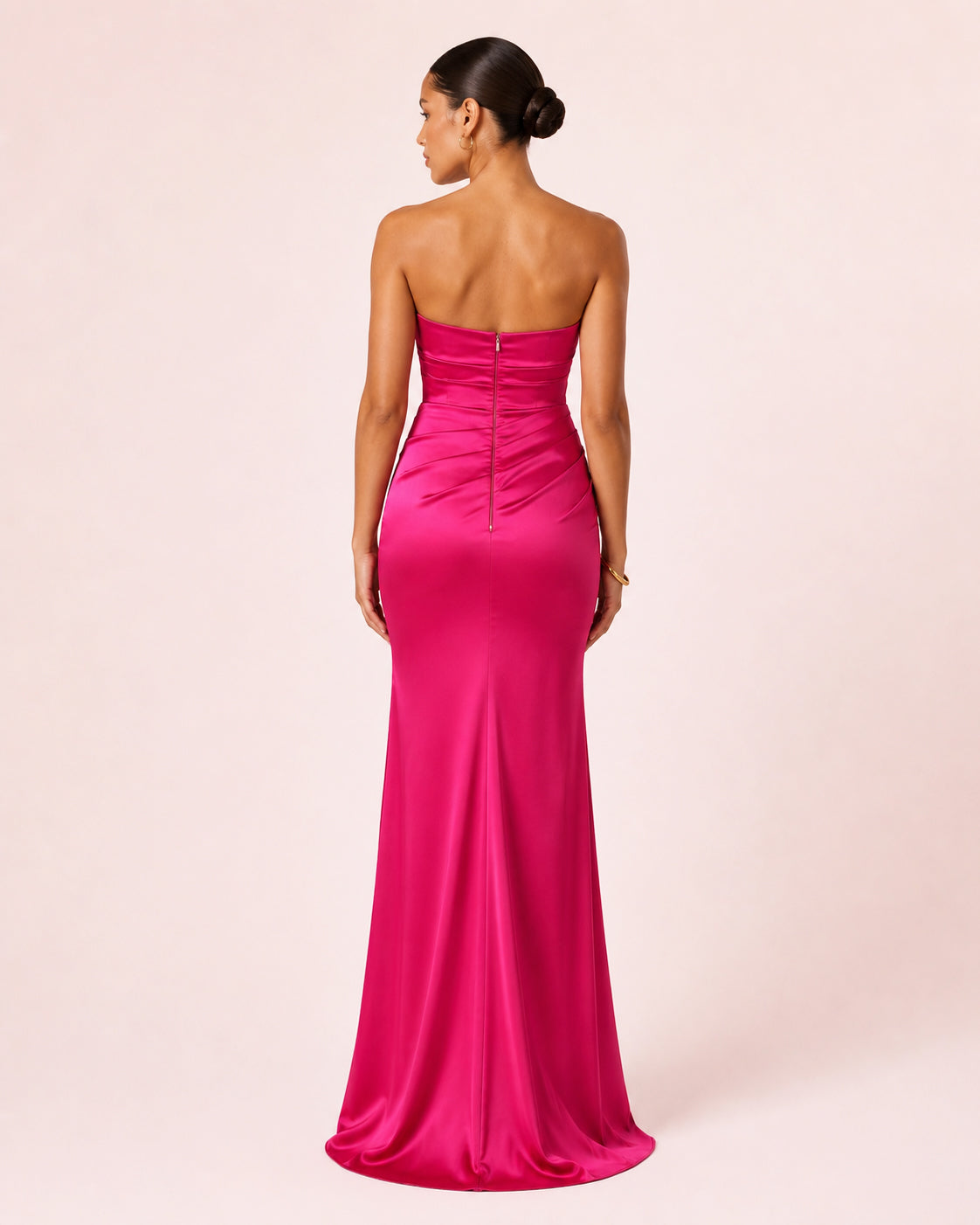 Mila - Robe satinée fuchsia