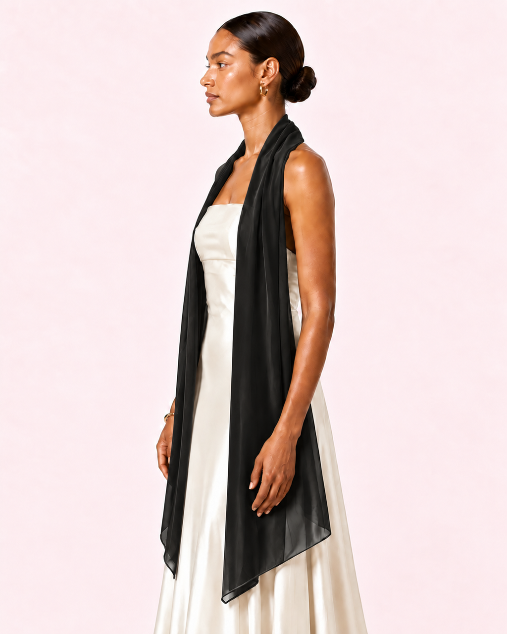 Étole noire mousseline
