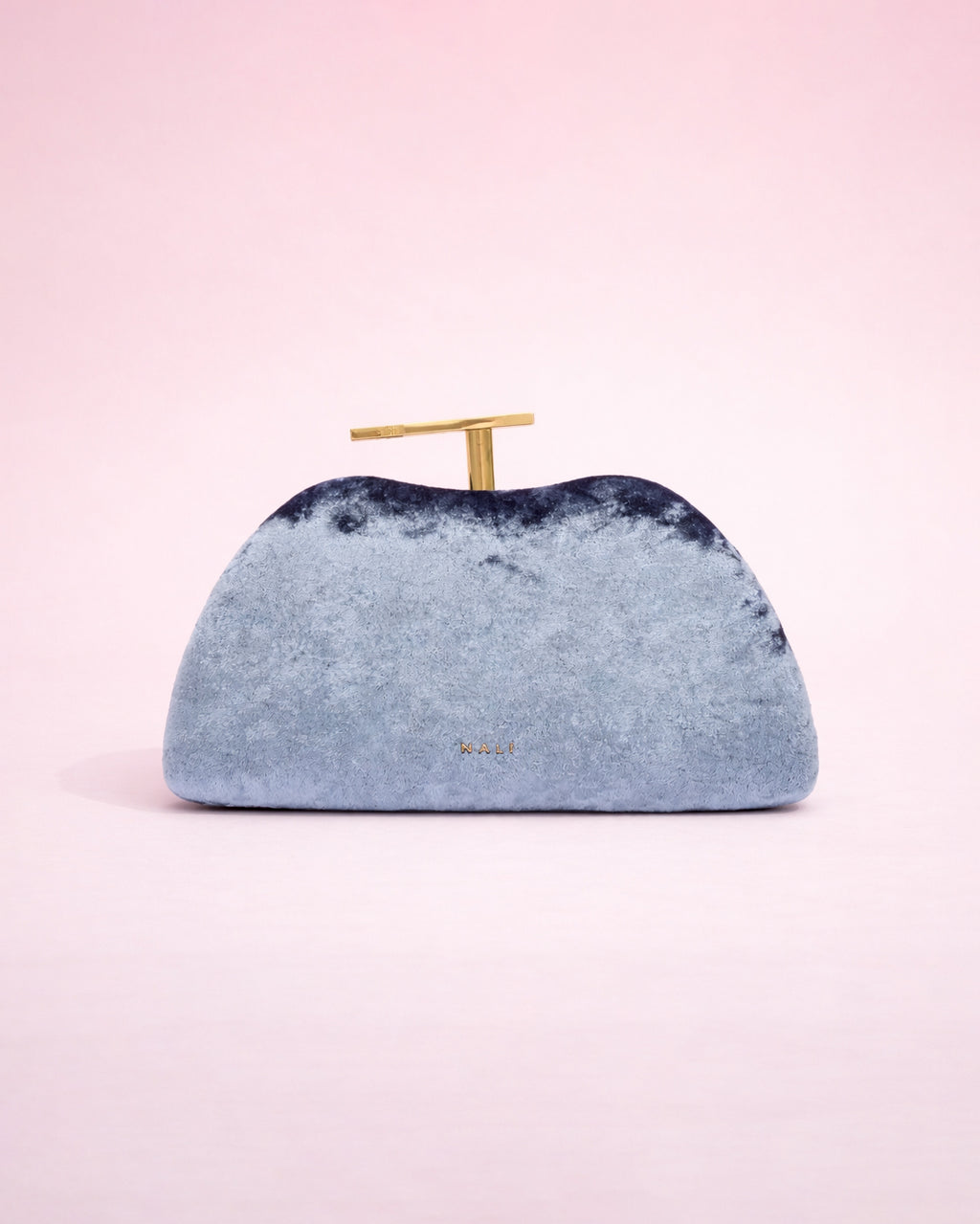 Lara - Clutch en velours bleu gris