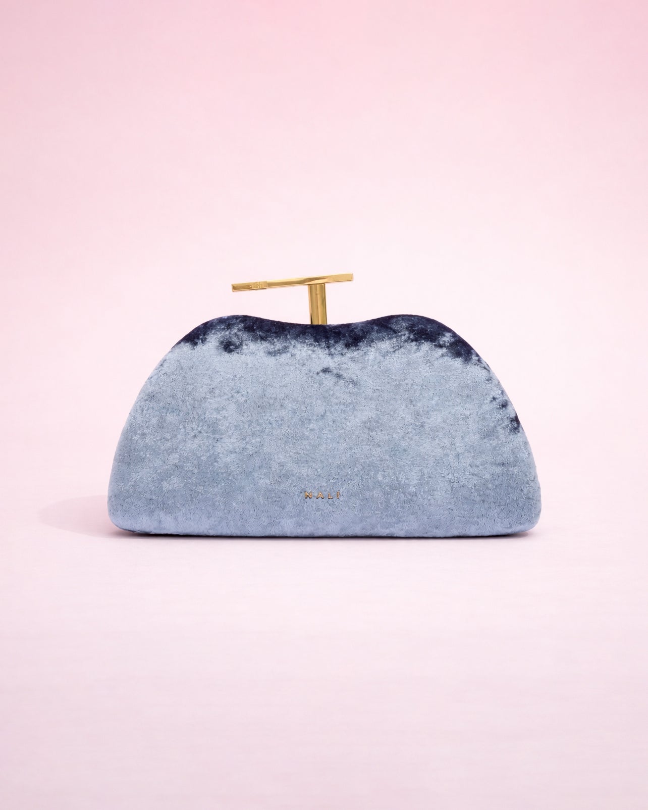 Lara - Clutch en velours bleu gris