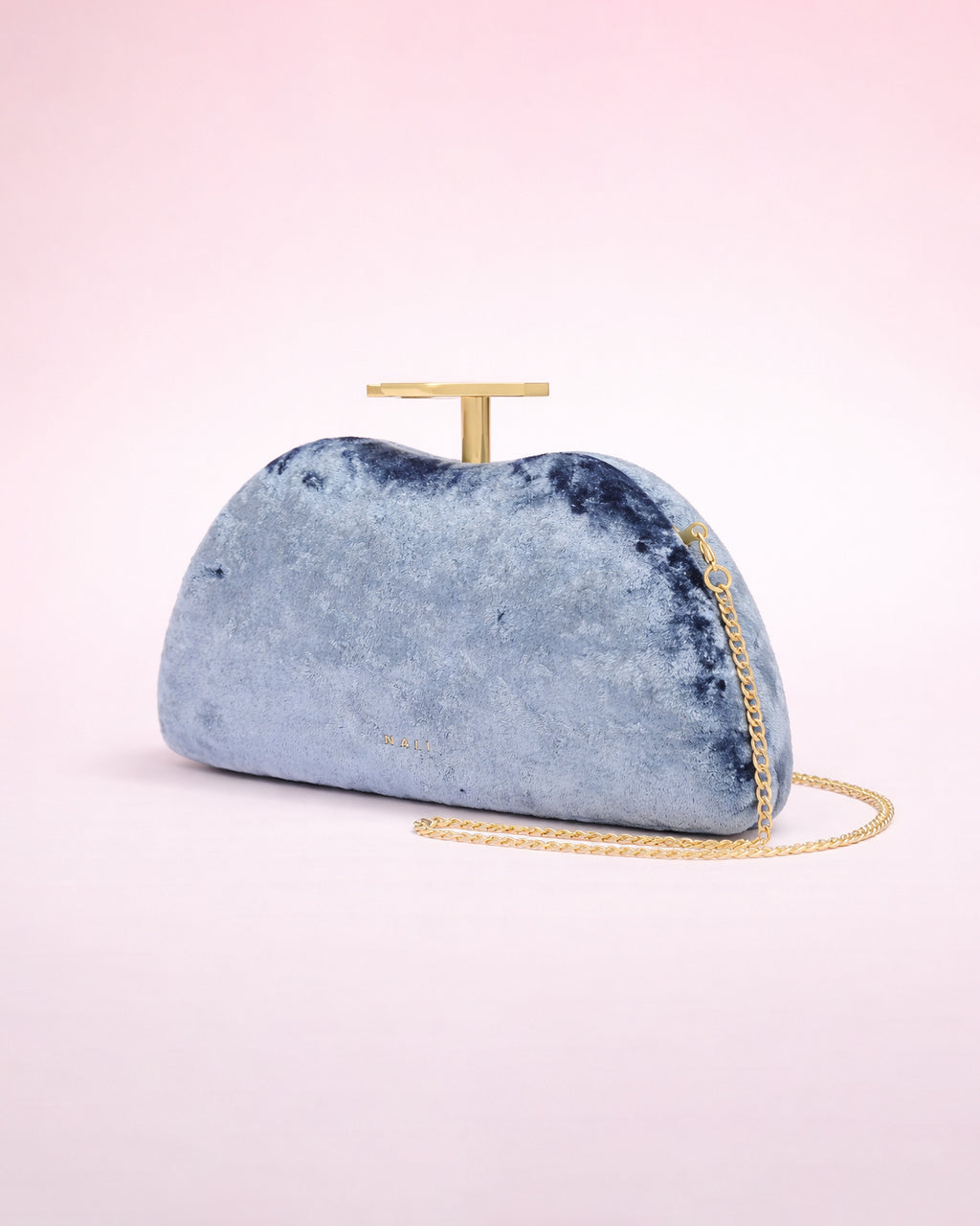 Lara - Clutch en velours bleu gris