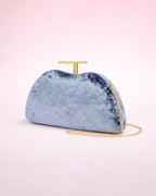 Lara - Clutch en velours bleu gris