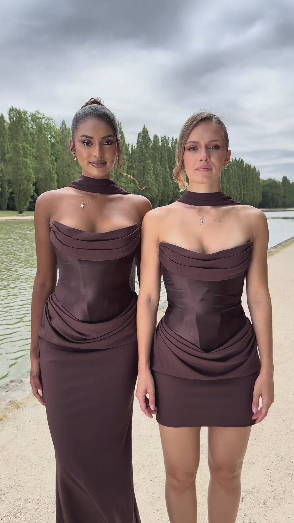 Suzane - Robe courte drapée marron