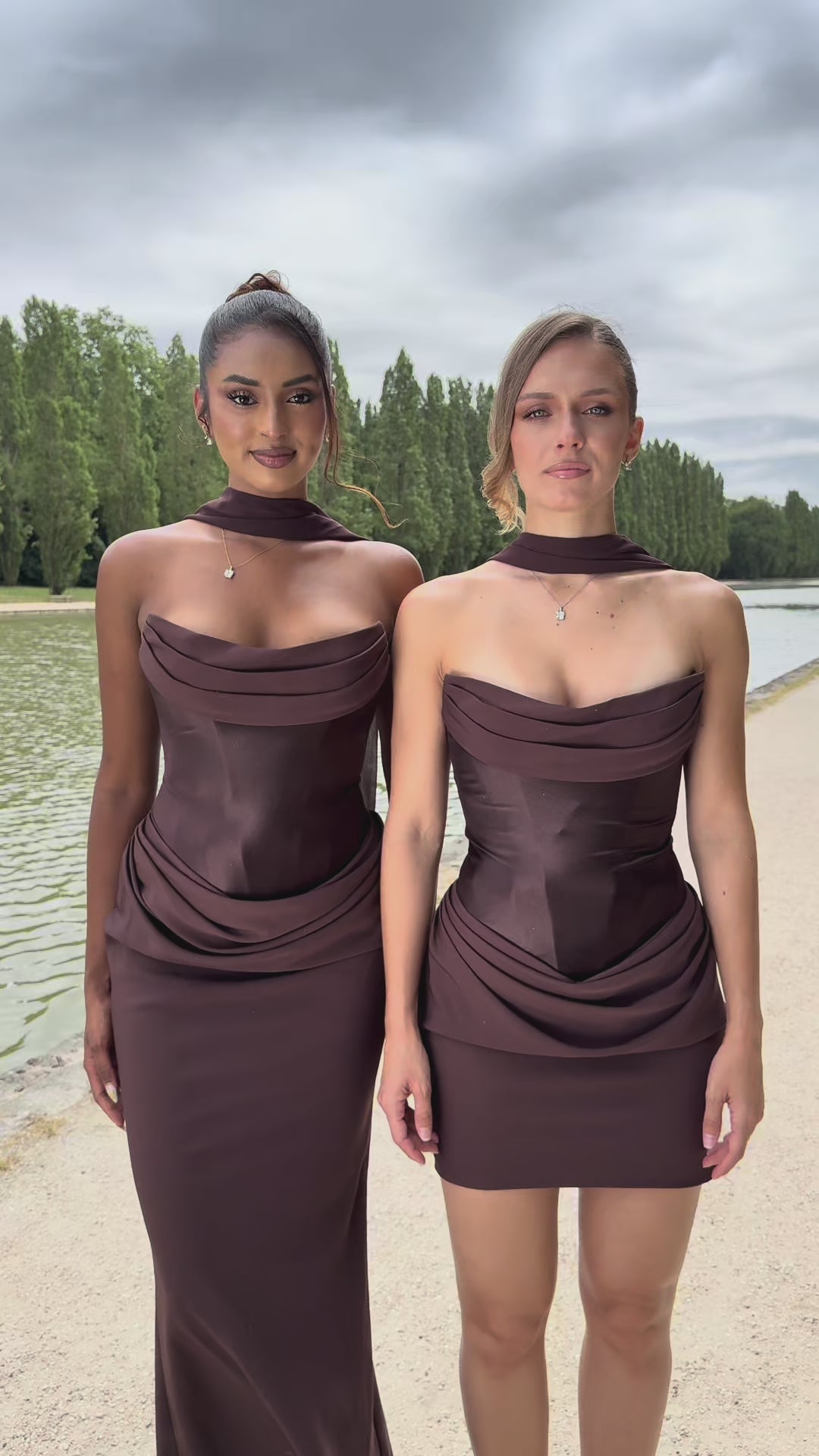 Suzane - Robe courte drapée marron