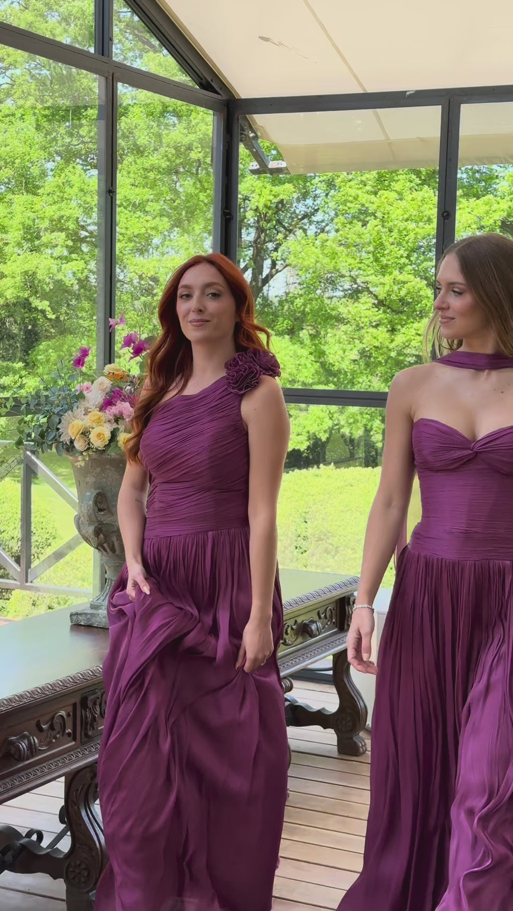 Gabrielle - Longue robe bustier prune
