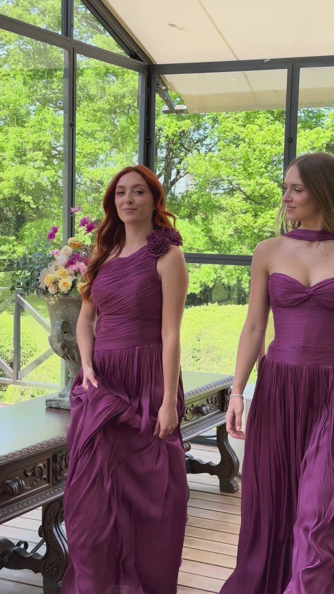 Gabrielle - Longue robe bustier prune