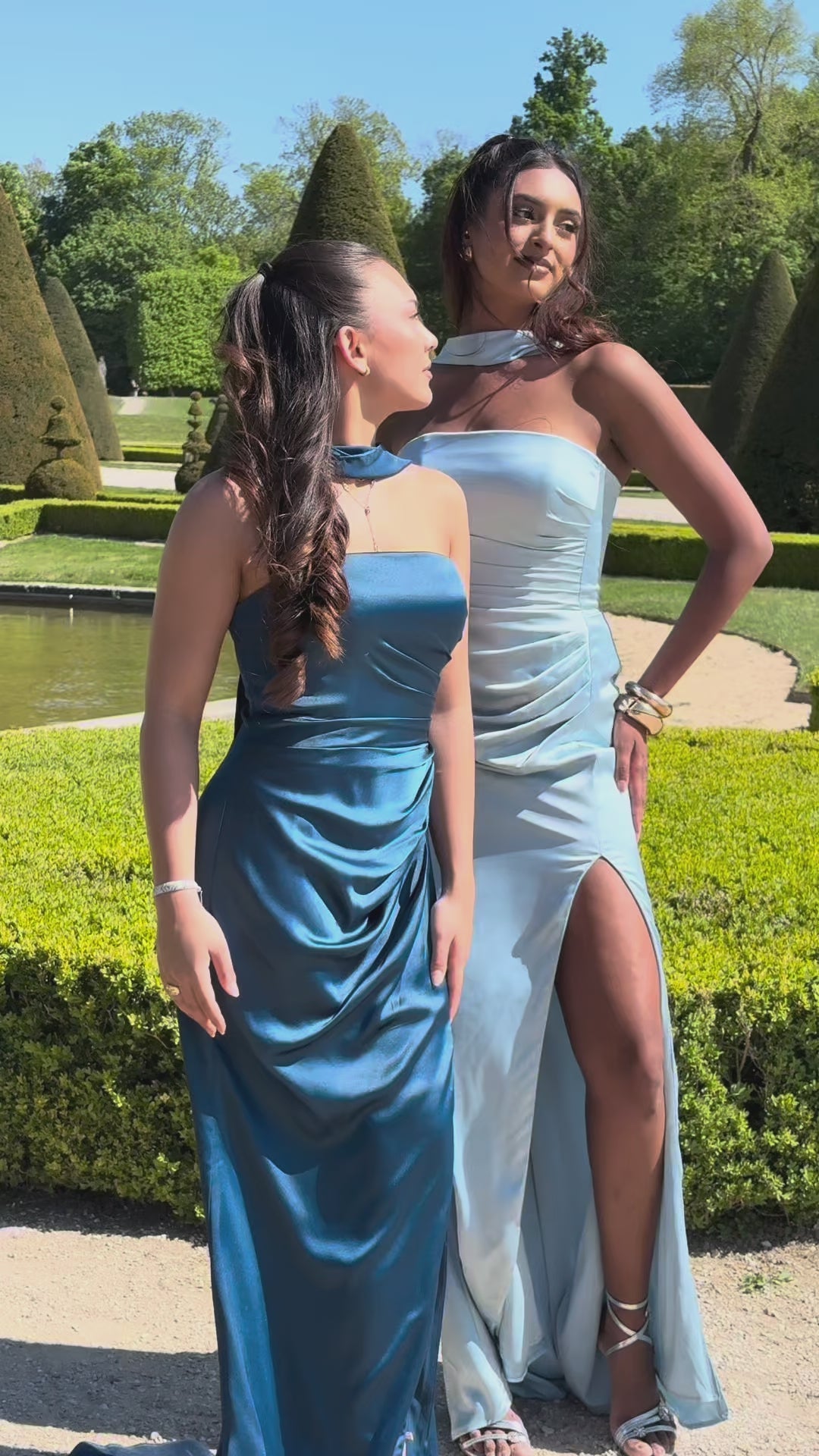 Sia - Robe bustier en satin vert sauge