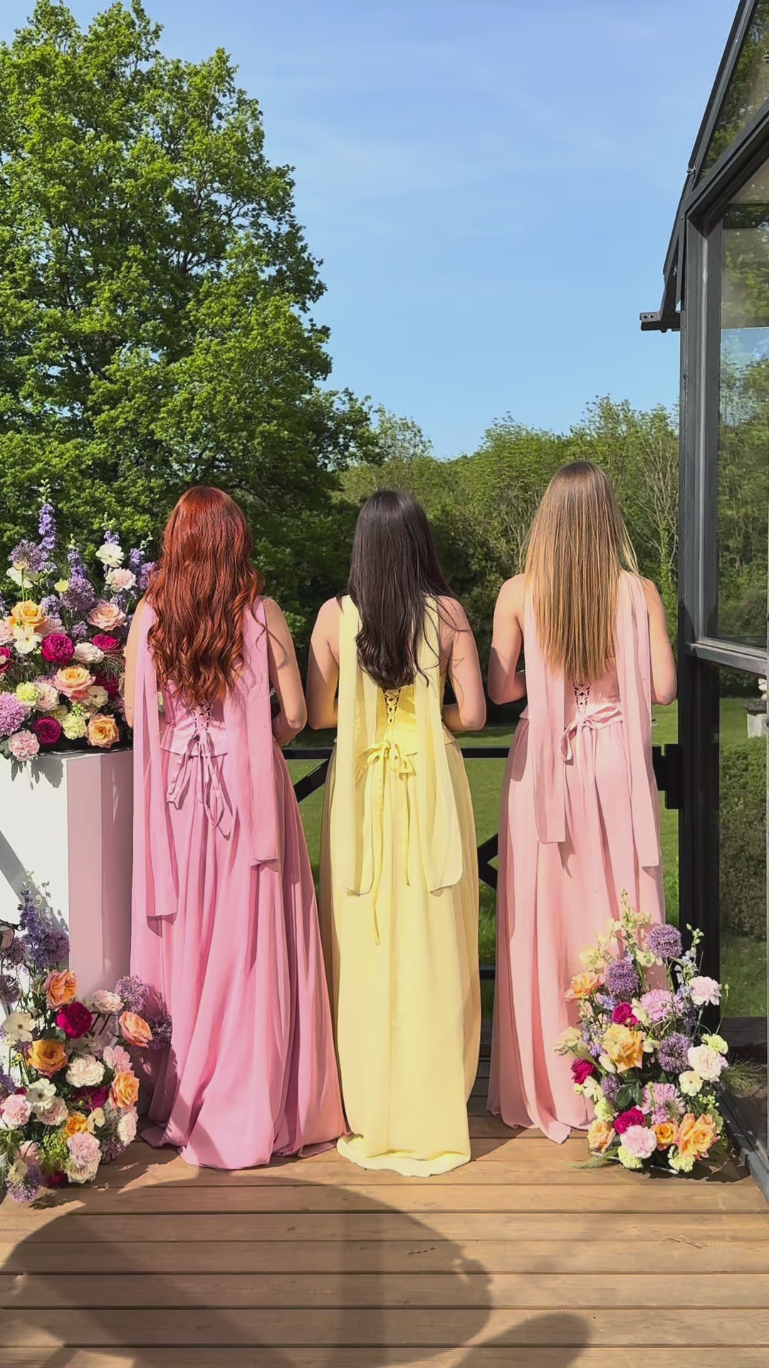 Lily - Longue robe corset jupe fluide rose poudré