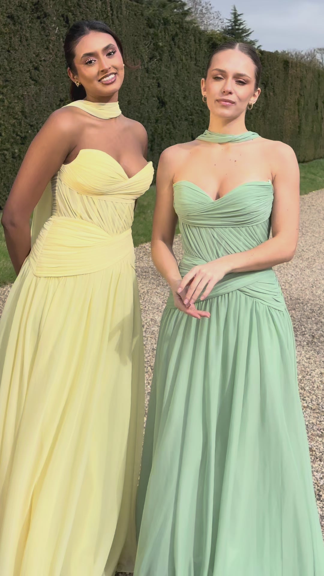 Oriane- Longue robe bustier vert sauge
