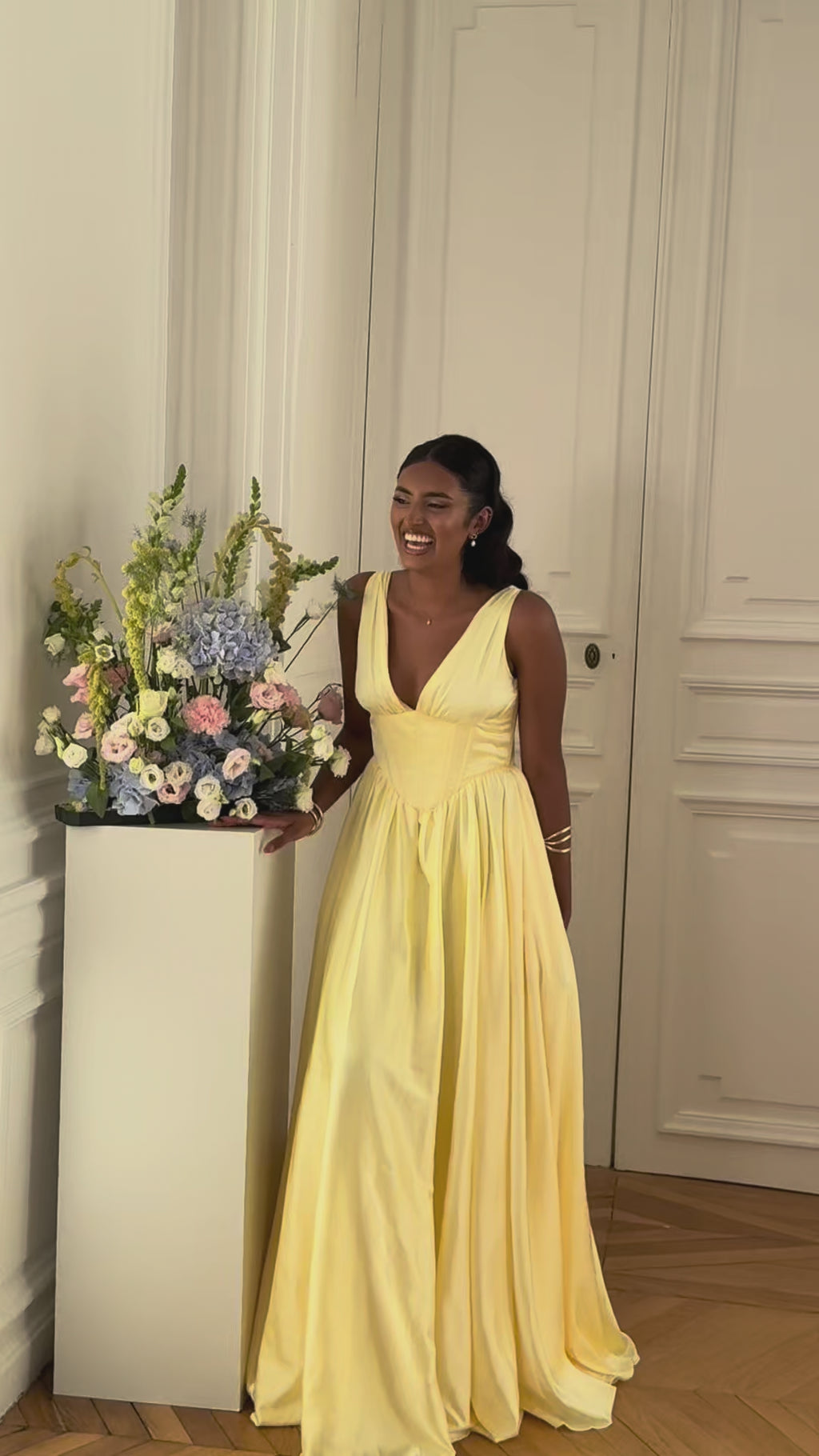 Olivia - Robe corset fluide jaune