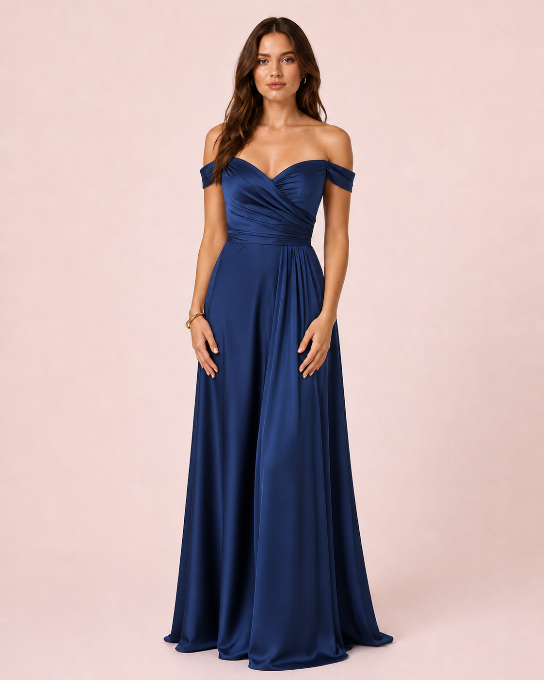 Romy - Robe à épaules dénudées bleu marine