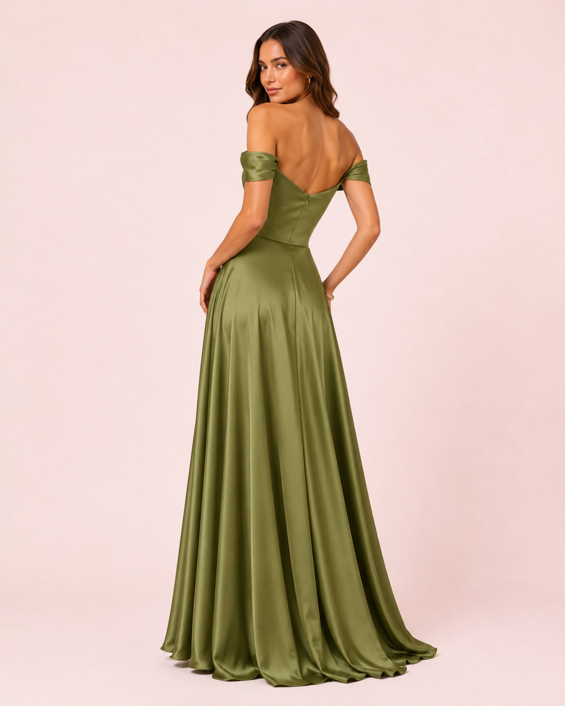 Romy - Robe à épaules dénudées vert olive