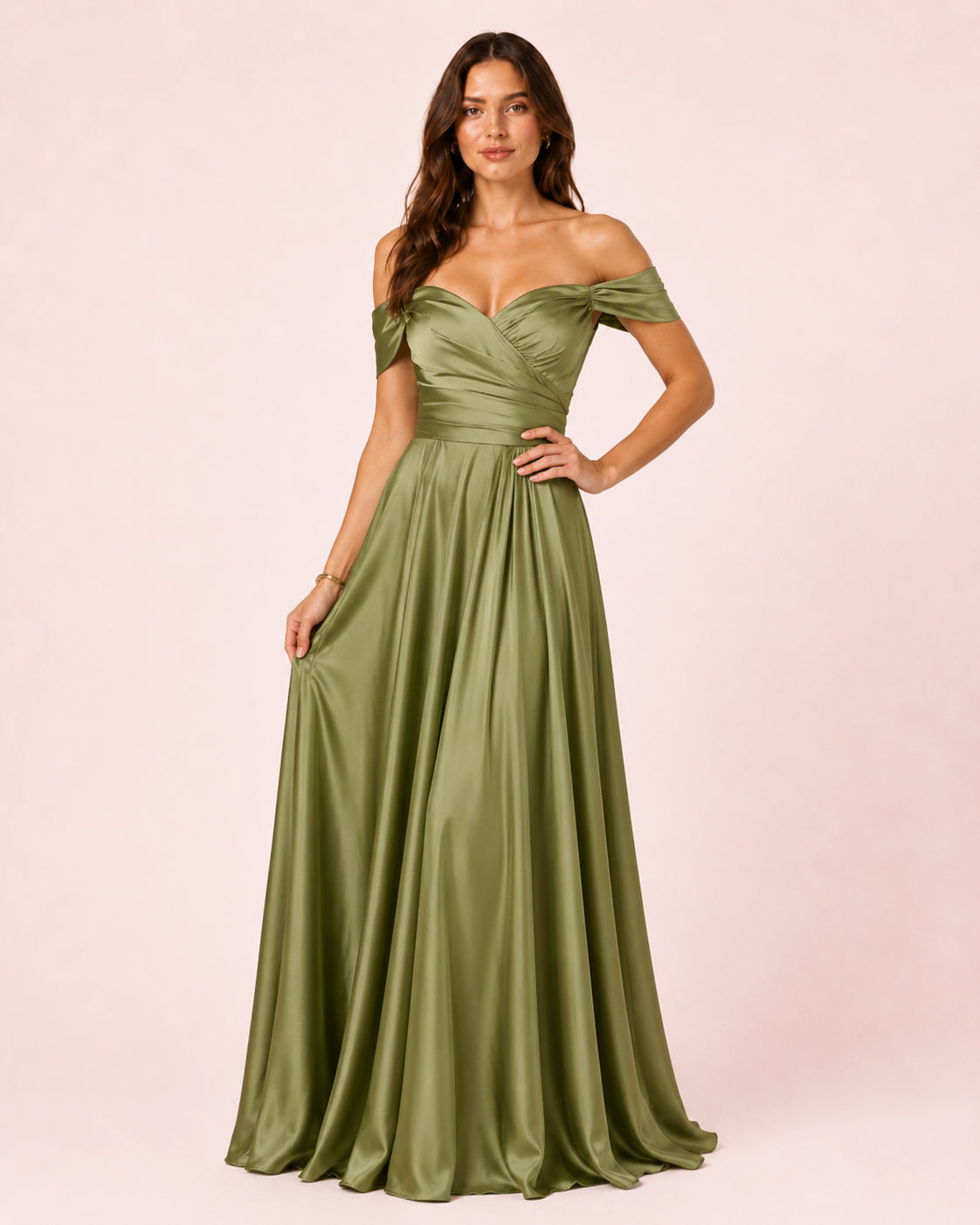 Romy - Robe à épaules dénudées vert olive