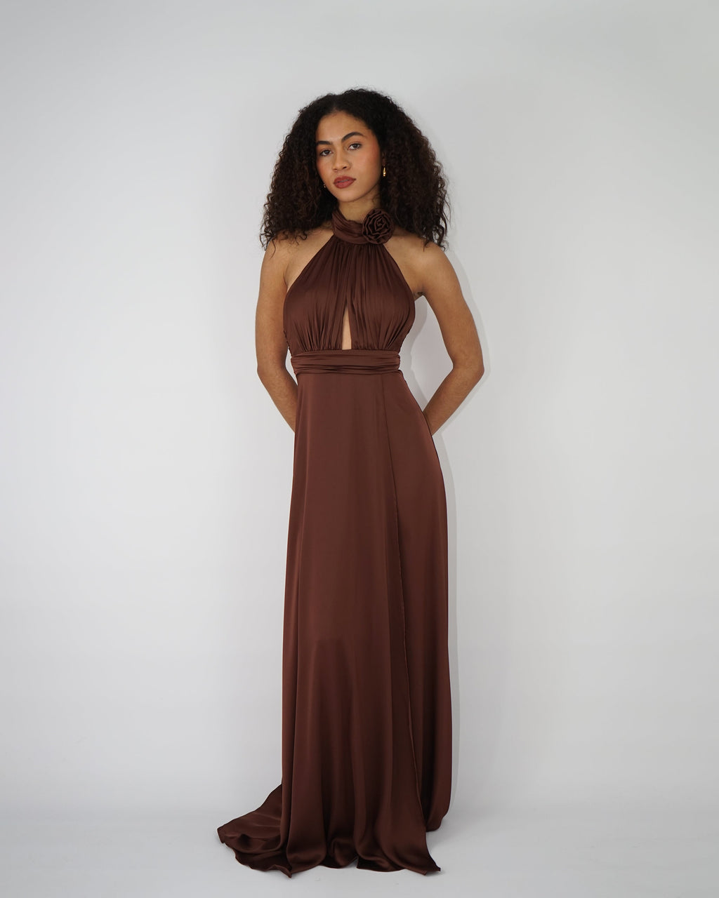 Longue Robe Satinée Marron